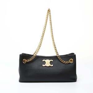 Celine Triomphe Newspaper Chain Shoulder Bag, Black, WS26923